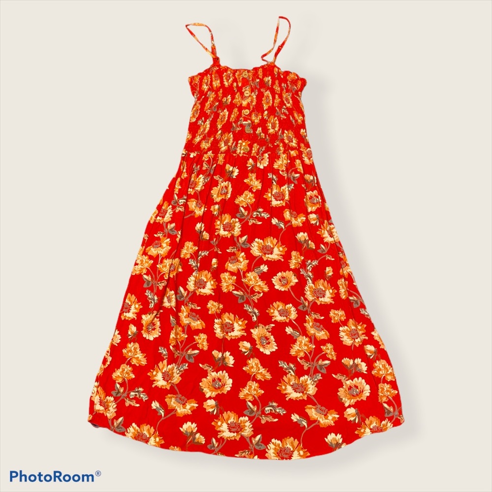 Red floral dress